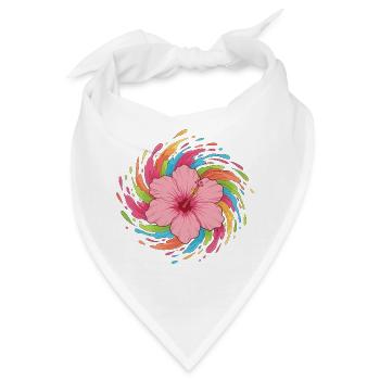 Hibiskus Farbwirbel - Bandana - Weiß - Vorne