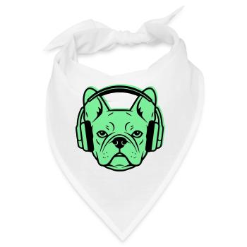 Frenchie DJ Kopfhörer Musik - Bandana - Weiß - Vorne