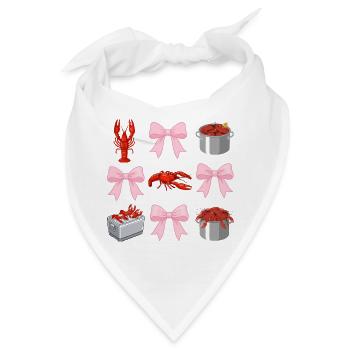 Flusskrebs- und Pink-Schleifen-Coquette-Style - Bandana - Weiß - Vorne