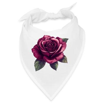Dunkelrose Blütenillustration - Bandana - Weiß - Vorne