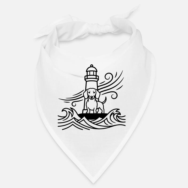 Dackel Sturm Leuchtturm Meer Bandana