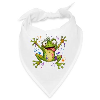 Frecher Frosch mit Farbklecksen - Bandana - Weiß - Vorne