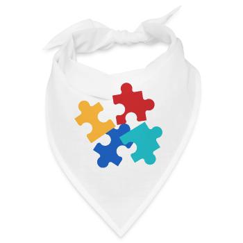 Bunte Puzzleteile Collage - Bandana - Weiß - Vorne
