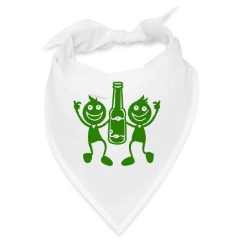 Grünes Duo mit Bierflasche - Bandana - Weiß - Vorne