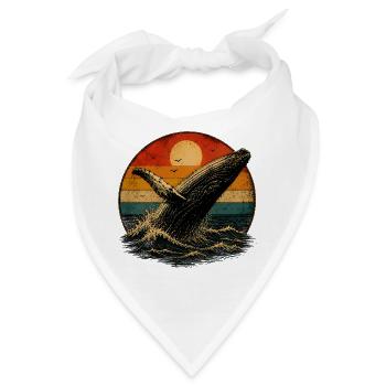 Whale im Retro-Sonnenuntergang - Bandana - Weiß - Vorne