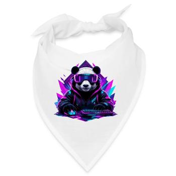 Panda Cyberpunk Gaming Neon - Bandana - Weiß - Vorne