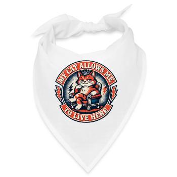 Katzenkönig auf Thron – Leben hier - Bandana - Weiß - Vorne