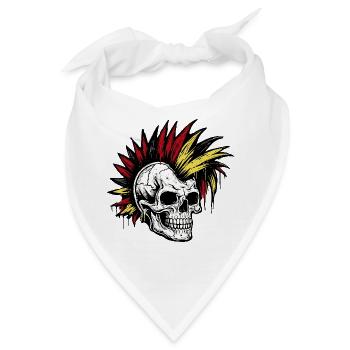 Schädel Punk Deutschland Fan schwarzrotgold - Bandana - Weiß - Vorne