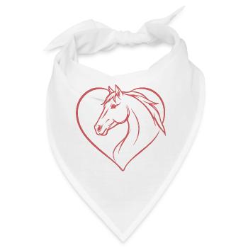 Pferd Herz rosa reiten Geschenk Reiter  - Bandana - Weiß - Vorne