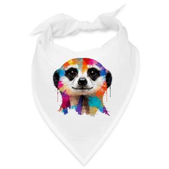 Buntes Erdmännchen mit Farbklecksen - Bandana - Weiß - Vorne