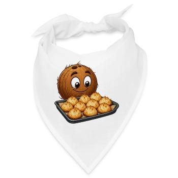 Kokosnuss Cartoon mit Makronen - Bandana - Weiß - Vorne