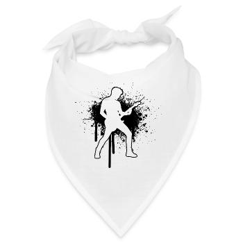 Geschenkidee für den Gitarrenspieler mit E-Gitarre - Bandana - Weiß - Vorne