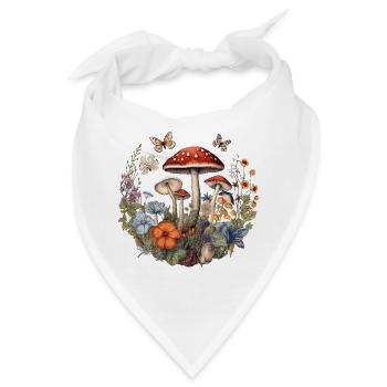 Schmetterlinge Pilze Wildblumen Botanisches Design - Bandana - Weiß - Vorne