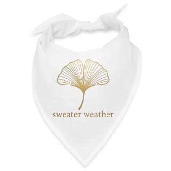 Ginkgo Gold Marmor – Edles Herbstblatt Geschenk - Bandana - Weiß - Vorne