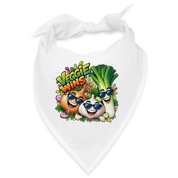 Veggie Wins: Fröhliche Gemüsefreunde - Bandana - Weiß - Vorne