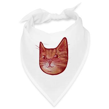 Karmesinrotes Katzen-Aquarellgesicht - Bandana - Weiß - Vorne