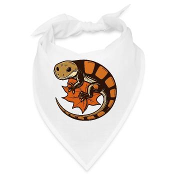 Salamander auf Herbstblatt - Bandana - Weiß - Vorne
