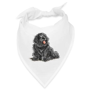 Neufundländer Hund Schwarz Newfie Hunderasse - Bandana - Weiß - Vorne