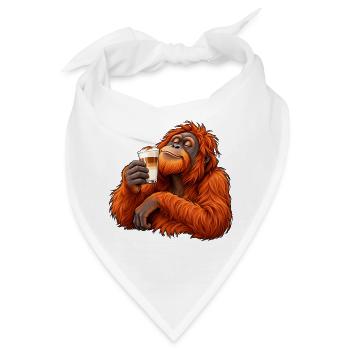 Orang-Utan mit Latte Macchiato – Kaffeepause - Bandana - Weiß - Vorne