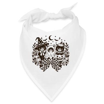 Halloween Katzen - Bandana - Weiß - Vorne