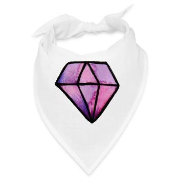 Pink-Lila-Kristall-Edelstein - Bandana - Weiß - Vorne