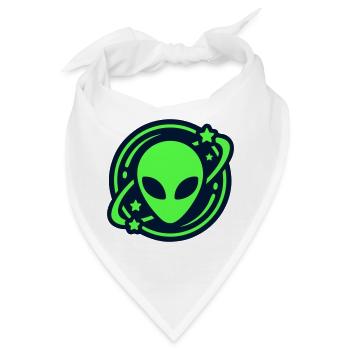 Alien Kopf Weltraum Logo - Bandana - Weiß - Vorne