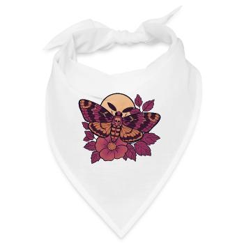 Schädelmotten-Mond-Floral - Bandana - Weiß - Vorne