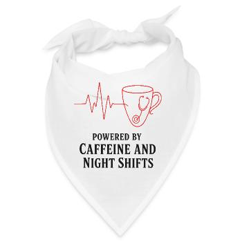 Kaffee und Nachtschichten - Bandana - Weiß - Vorne