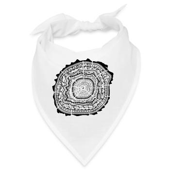 Holzscheibe mit Rinde - Baumringe - Bandana - Weiß - Vorne