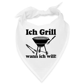 Grillkönig,Grillen,BBQ , Ich Grill (25) - Bandana - Weiß - Vorne