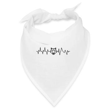 Wolf Shirt · Wölfe · Wolfshund · Heartbeat · Tiere - Bandana - Weiß - Vorne