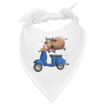 Moped Cartoon Stier - Bandana - Weiß - Vorne