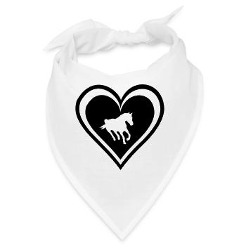 Herz mit Pferd - Bandana - Weiß - Vorne
