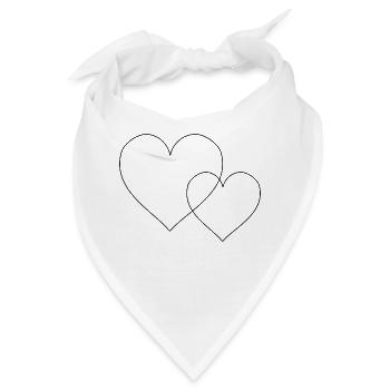 Herzen, 2 Herzen, schlicht Schwarz - Bandana - Weiß - Vorne