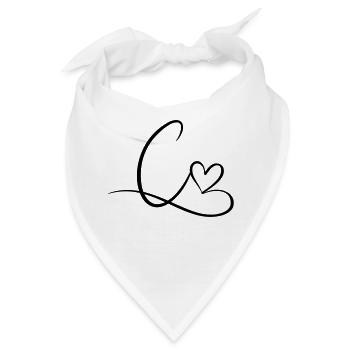 Buchstabe C Anfangsbuchstabe Name Kalligrafie Herz - Bandana - Weiß - Vorne