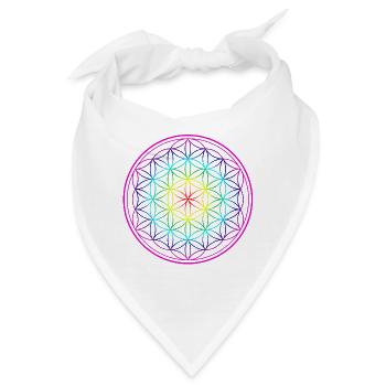 Regenbogen Lebensblume Blume des Lebens Flower - Bandana - Weiß - Vorne