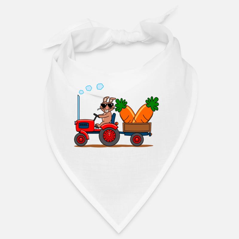 Cooler Hase auf Traktor mit Riesenkarotten Bandana