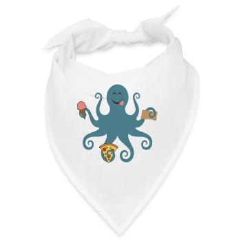 Snacktopus - verfressener Octopus - Bandana - Weiß - Vorne