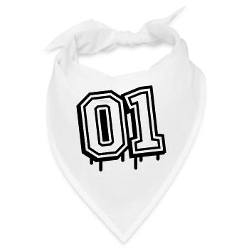 01 eins nummer 1 - Bandana - Weiß - Vorne