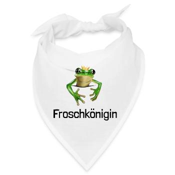 Froschkönigin - Frosch mit goldener Krone - Bandana - Weiß - Vorne