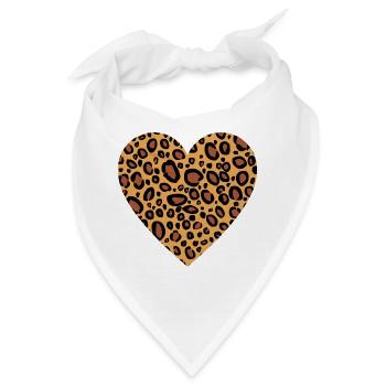 Leopard Print Herz Leopard Hautmuster für Frauen - Bandana - Weiß - Vorne