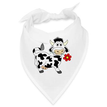 Kuh mit Blume im Maul - Bandana - Weiß - Vorne
