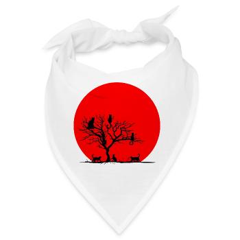 Cat's Gathering Red Full Moon | Geschenke für Katzenliebhaber - Bandana - Weiß - Vorne