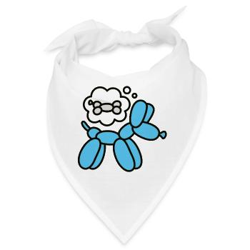 Ballontiere Ballonkünstler Ballon Hund mit Knochen - Bandana - Weiß - Vorne