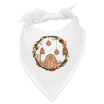 Wichteltür im Weihnachtskranz für Weihnachten - Bandana - Weiß - Vorne