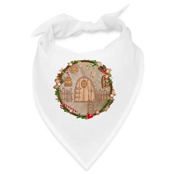Wichteltür im Weihnachtskranz für Weihnachten - Bandana - Weiß - Vorne
