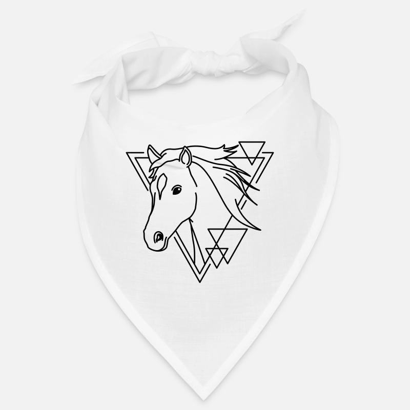 Pferd in geometrischer Form - Line-Art-Design - Bandana - Weiß