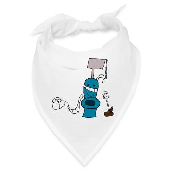 WC Toilette Bürste Klopapier Haufen Kot Kinder - Bandana - Weiß - Vorne