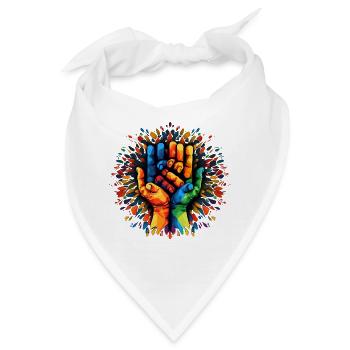 Sharing is Caring - Community - Helfende Hand - Bandana - Weiß - Vorne