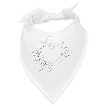 Kritzel Herz Gekritzelt Linien - Bandana - Weiß - Vorne